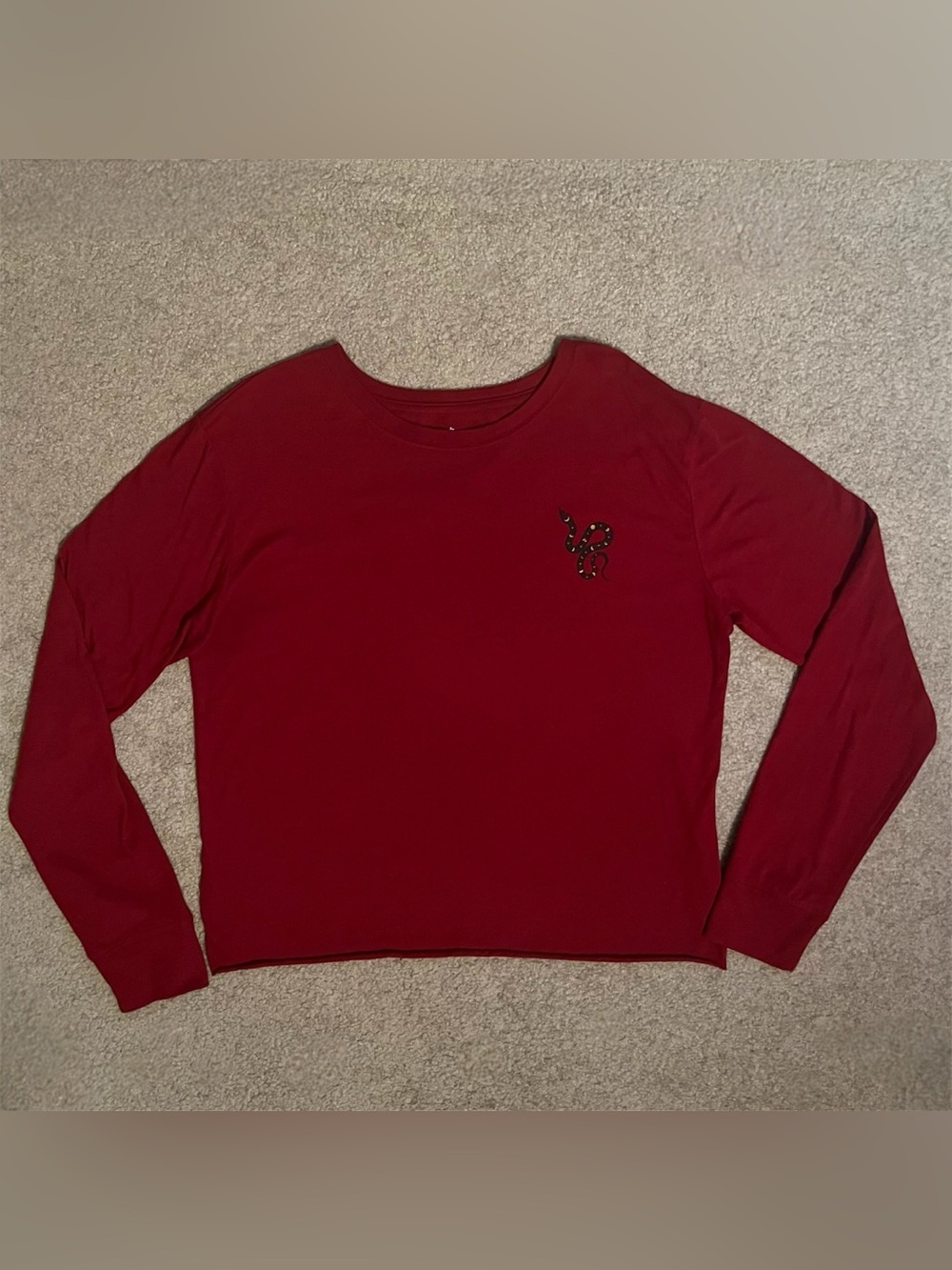 TRUE CRAFT Junior’s Red with Snake Print Long Sleeve T-Shirt